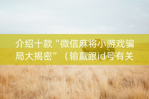 介绍十款“微信麻将小游戏骗局大揭密”（输赢跟id号有关系吗)