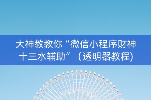 大神教教你“微信小程序财神十三水辅助”（透明器教程)