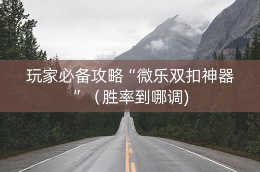 玩家必备攻略“微乐双扣神器”（胜率到哪调)