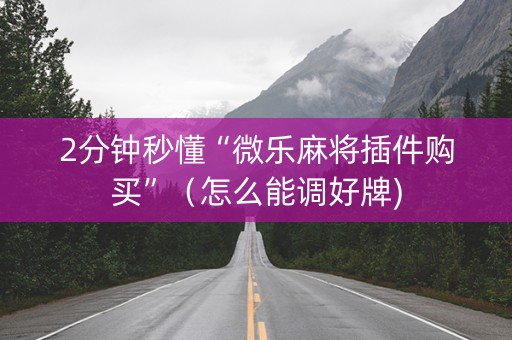 2分钟秒懂“微乐麻将插件购买”（怎么能调好牌)