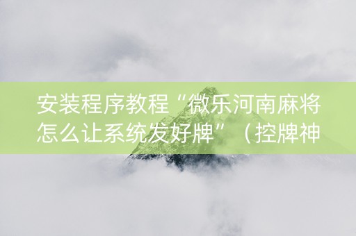 安装程序教程“微乐河南麻将怎么让系统发好牌”（控牌神器)