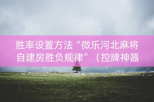 胜率设置方法“微乐河北麻将自建房胜负规律”（控牌神器)