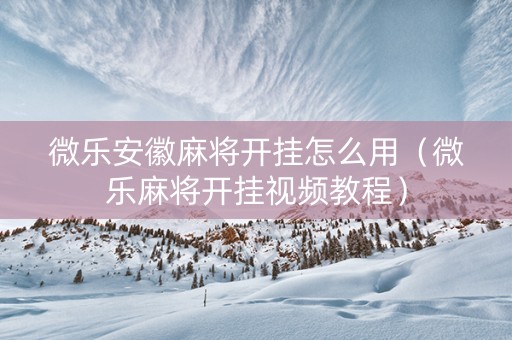 微乐安徽麻将开挂怎么用（微乐麻将开挂视频教程）