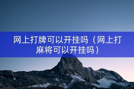 网上打牌可以开挂吗（网上打麻将可以开挂吗）