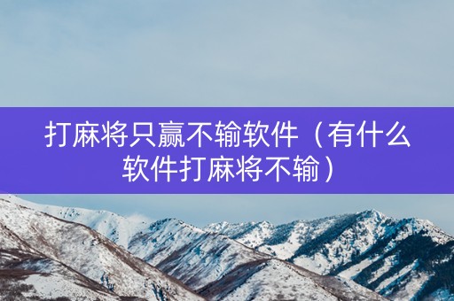 打麻将只赢不输软件（有什么软件打麻将不输）