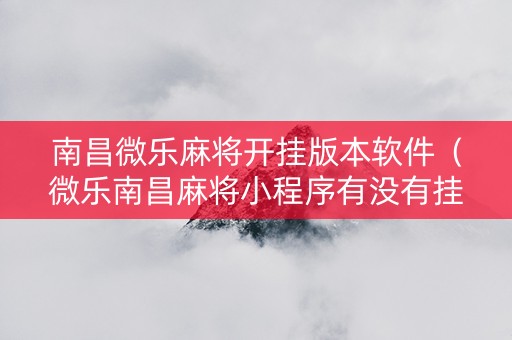 南昌微乐麻将开挂版本软件（微乐南昌麻将小程序有没有挂）