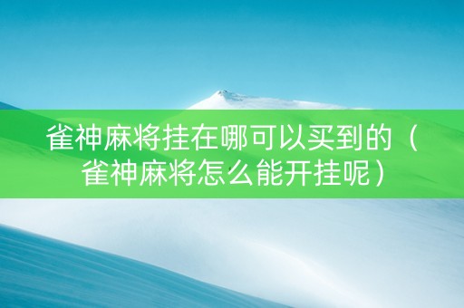 雀神麻将挂在哪可以买到的（雀神麻将怎么能开挂呢）
