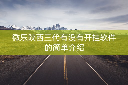 微乐陕西三代有没有开挂软件的简单介绍