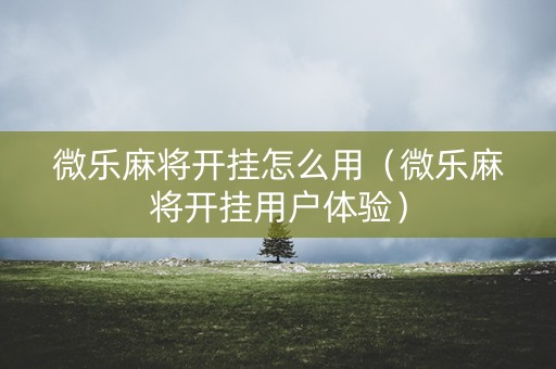 微乐麻将开挂怎么用（微乐麻将开挂用户体验）