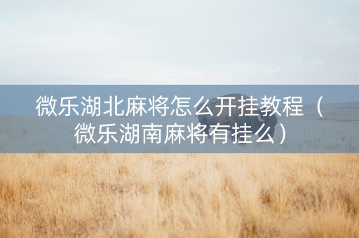 微乐湖北麻将怎么开挂教程（微乐湖南麻将有挂么）