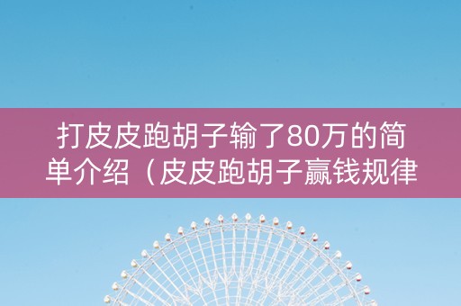 打皮皮跑胡子输了80万的简单介绍（皮皮跑胡子赢钱规律）