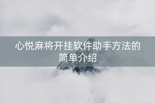 心悦麻将开挂软件助手方法的简单介绍