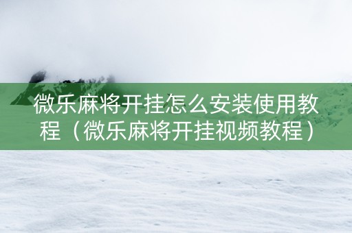 微乐麻将开挂怎么安装使用教程（微乐麻将开挂视频教程）
