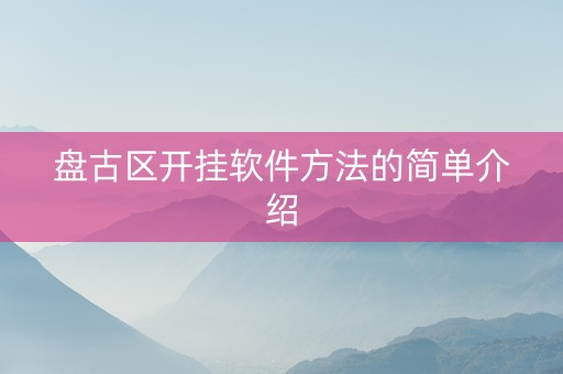 盘古区开挂软件方法的简单介绍