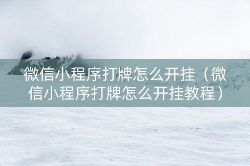 微信小程序打牌怎么开挂（微信小程序打牌怎么开挂教程）