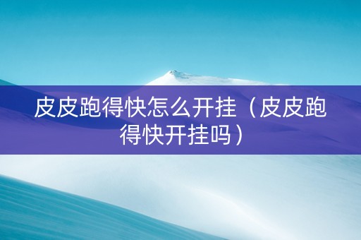 皮皮跑得快怎么开挂（皮皮跑得快开挂吗）