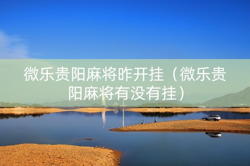 微乐贵阳麻将昨开挂（微乐贵阳麻将有没有挂）