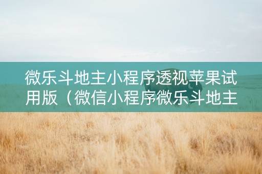 微乐斗地主小程序透视苹果试用版（微信小程序微乐斗地主透视软件免费下载）