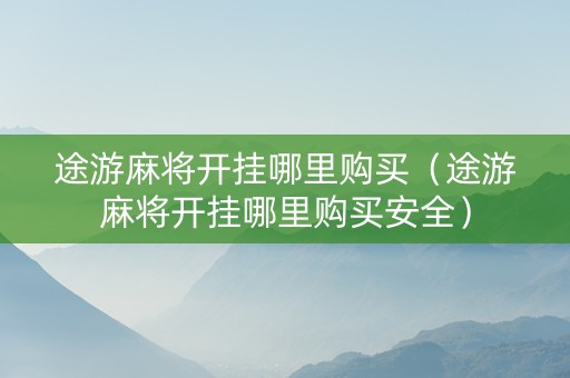 途游麻将开挂哪里购买（途游麻将开挂哪里购买安全）