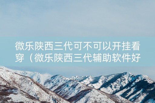 微乐陕西三代可不可以开挂看穿（微乐陕西三代辅助软件好用不）