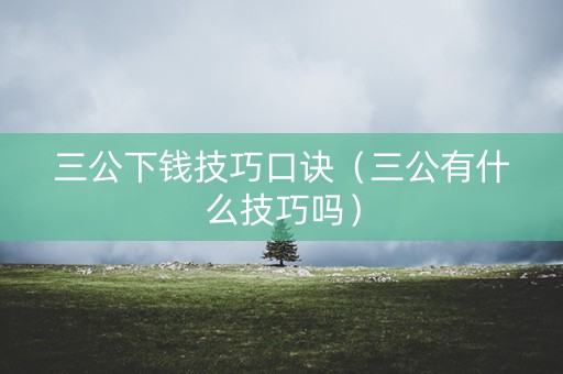 三公下钱技巧口诀（三公有什么技巧吗）