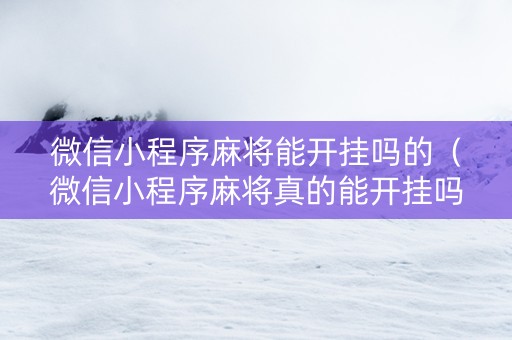 微信小程序麻将能开挂吗的（微信小程序麻将真的能开挂吗）