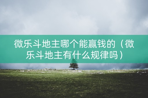 微乐斗地主哪个能赢钱的（微乐斗地主有什么规律吗）