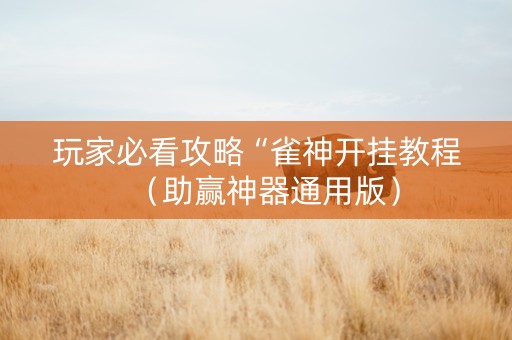 玩家必看攻略“雀神开挂教程（助赢神器通用版）
