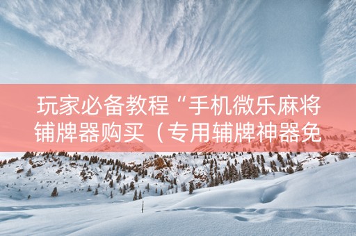 玩家必备教程“手机微乐麻将铺牌器购买（专用辅牌神器免安装）