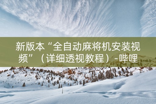 新版本“全自动麻将机安装视频”（详细透视教程）-哔哩哔哩
