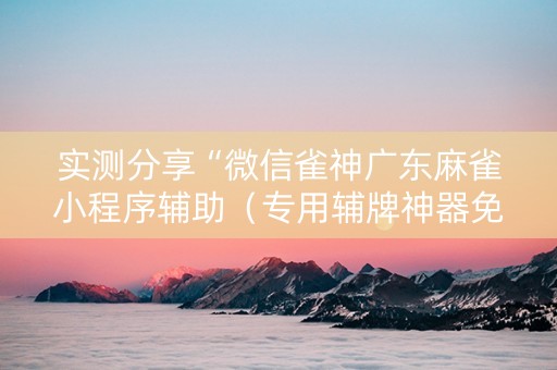 实测分享“微信雀神广东麻雀小程序辅助（专用辅牌神器免安装）