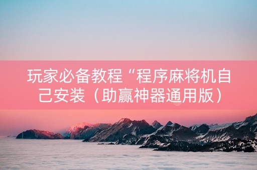 玩家必备教程“程序麻将机自己安装（助赢神器通用版）