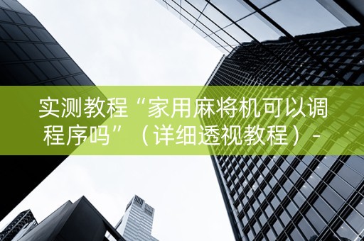 实测教程“家用麻将机可以调程序吗”（详细透视教程）-哔哩哔哩