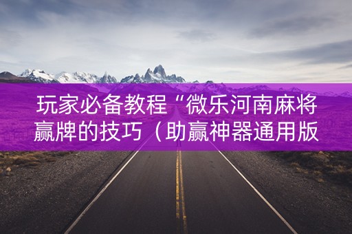 玩家必备教程“微乐河南麻将赢牌的技巧（助赢神器通用版）