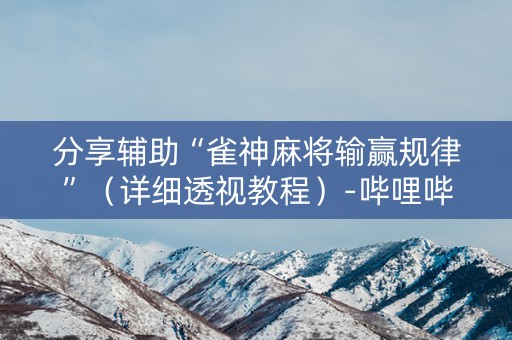 分享辅助“雀神麻将输赢规律”（详细透视教程）-哔哩哔哩