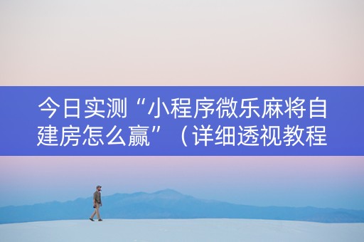 今日实测“小程序微乐麻将自建房怎么赢”（详细透视教程）-哔哩哔哩