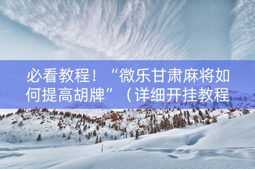 必看教程！“微乐甘肃麻将如何提高胡牌”（详细开挂教程）-哔哩哔哩