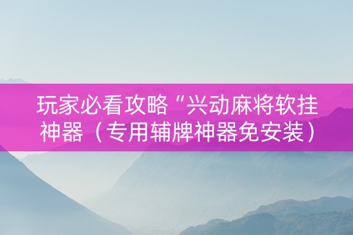玩家必看攻略“兴动麻将软挂神器（专用辅牌神器免安装）