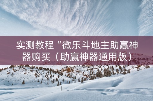 实测教程“微乐斗地主助赢神器购买（助赢神器通用版）