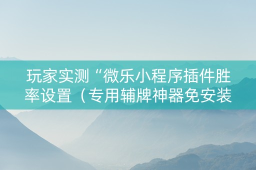 玩家实测“微乐小程序插件胜率设置（专用辅牌神器免安装）