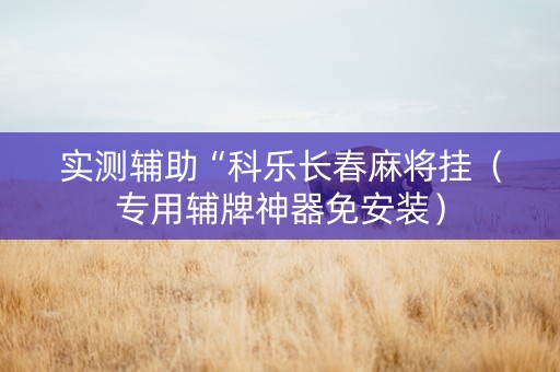 实测辅助“科乐长春麻将挂（专用辅牌神器免安装）