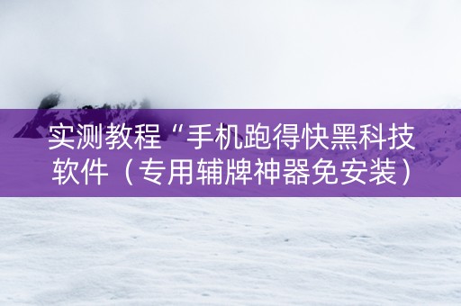 实测教程“手机跑得快黑科技软件（专用辅牌神器免安装）