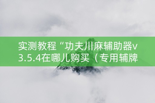 实测教程“功夫川麻辅助器v3.5.4在哪儿购买（专用辅牌神器免安装）