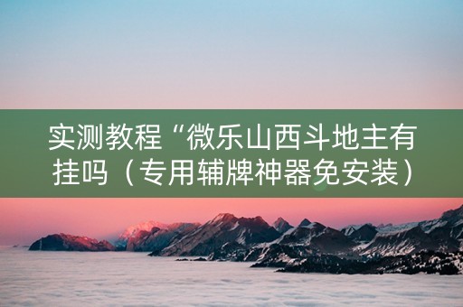实测教程“微乐山西斗地主有挂吗（专用辅牌神器免安装）
