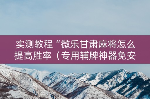 实测教程“微乐甘肃麻将怎么提高胜率（专用辅牌神器免安装）