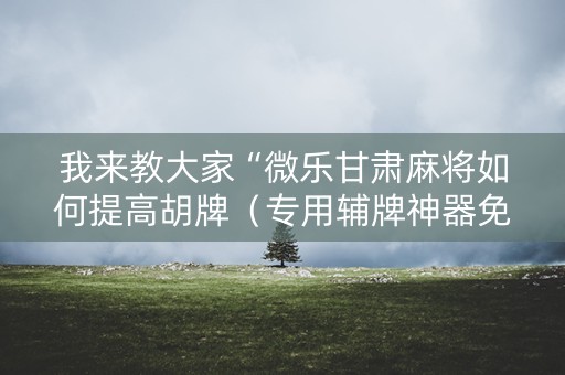 我来教大家“微乐甘肃麻将如何提高胡牌（专用辅牌神器免安装）