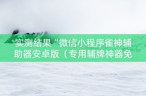 实测结果“微信小程序雀神辅助器安卓版（专用辅牌神器免安装）