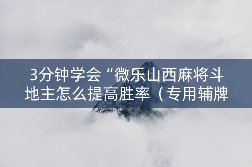 3分钟学会“微乐山西麻将斗地主怎么提高胜率（专用辅牌神器免安装）