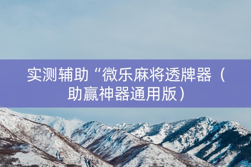 实测辅助“微乐麻将透牌器（助赢神器通用版）
