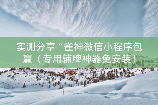 实测分享“雀神微信小程序包赢（专用辅牌神器免安装）